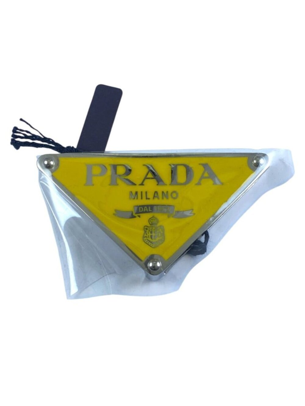 Prada Belt Buckle Triangle Logo Metal Yellow Silver